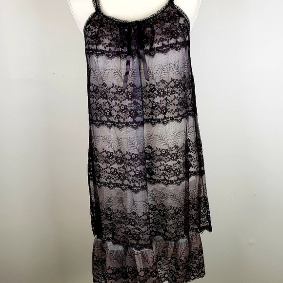 Vintage Van Roalte Radcliffe Lace Negligee Set Nightie and Robe S Black EUC - Picture 8 of 16